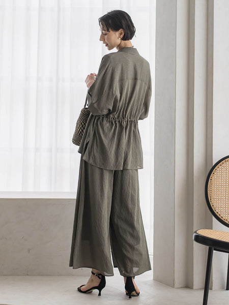 【大きいサイズ/SETUP対応/新色追加】リネンライクシアーボイルシャツ