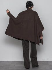 ニット両面パイルノーカラーポンチョ