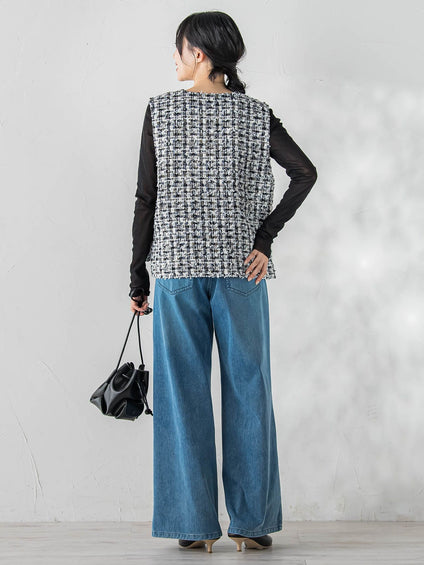 ミックスツィードベスト≪洗濯機で洗える≫