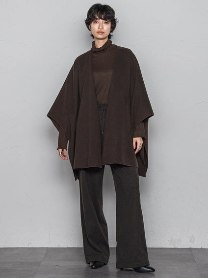 ニット両面パイルノーカラーポンチョ