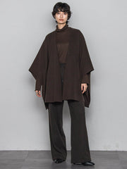 ニット両面パイルノーカラーポンチョ