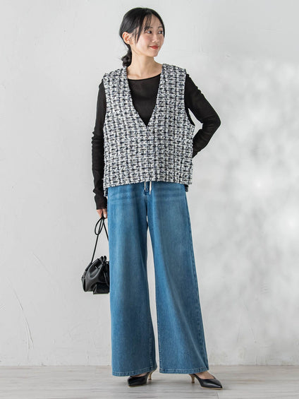 ミックスツィードベスト≪洗濯機で洗える≫