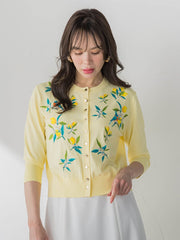 レモン刺繍ニットカーディガン