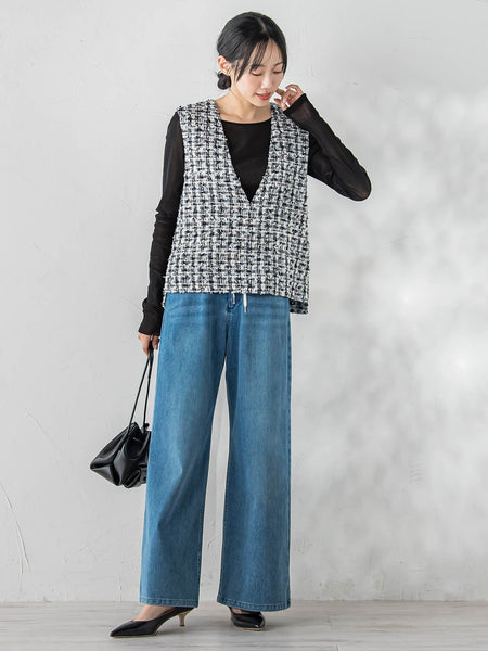 ミックスツィードベスト≪洗濯機で洗える≫