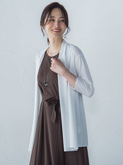 【WEB限定】ひやさらシワレス着流しカーディガン≪洗濯機で洗える≫