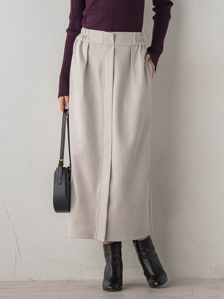 スエードフロント切替えナロースカート≪手洗い可能≫