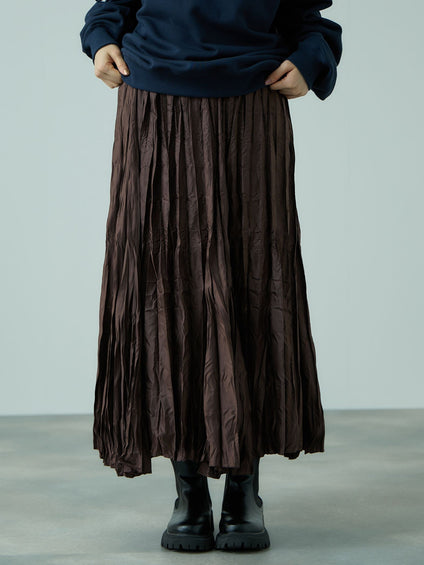 ワッシャーマットサテンプリーツスカート≪手洗い可能≫