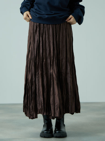 ワッシャーマットサテンプリーツスカート≪手洗い可能≫