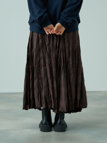 ワッシャーマットサテンプリーツスカート≪手洗い可能≫