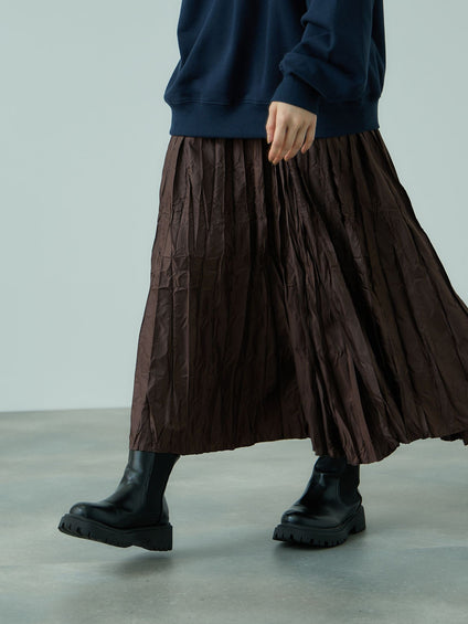 ワッシャーマットサテンプリーツスカート≪手洗い可能≫