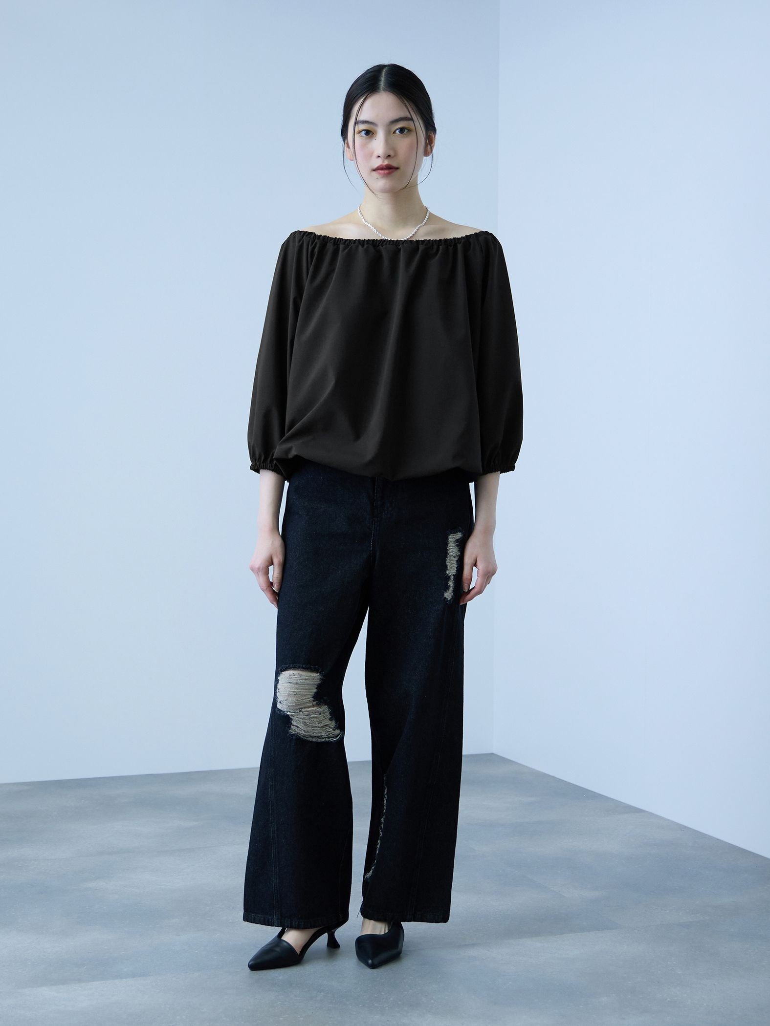 【キレカジ】撥水バルーンブラウス