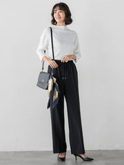 【大きいサイズ】ハイストレッチカルゼワイドパンツ