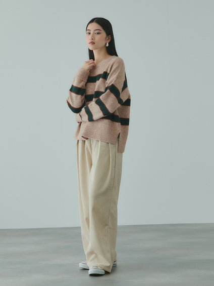 ウール混マルチボーダーニット≪洗濯機で洗える≫