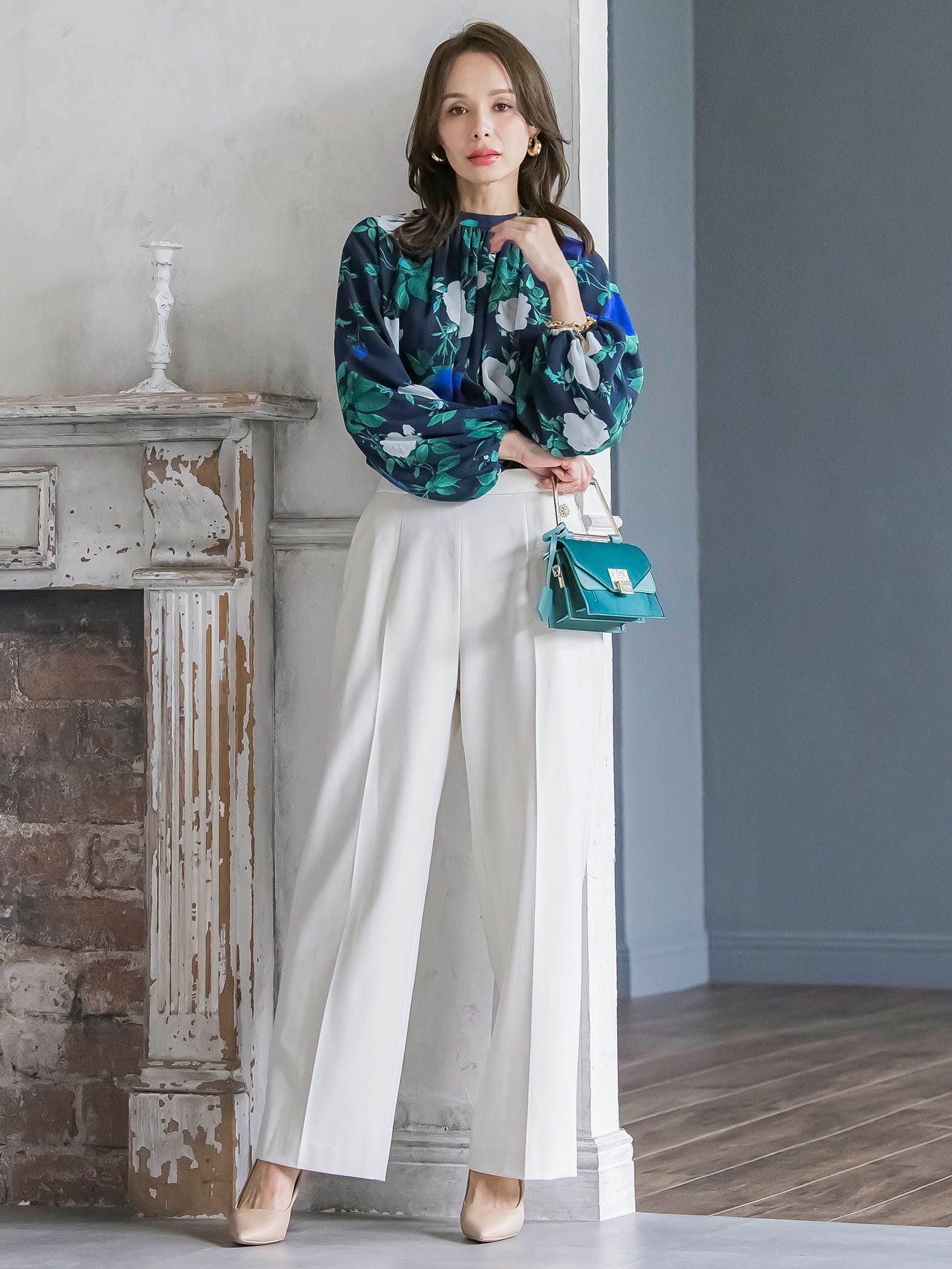 キラキラボタンワイドパンツ≪手洗い可能≫