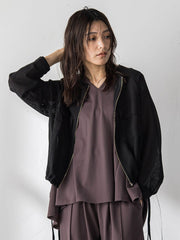 メッシュジャガードノーカラーブルゾン