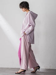 ストライプフーディオーバーシャツ≪手洗い可能≫