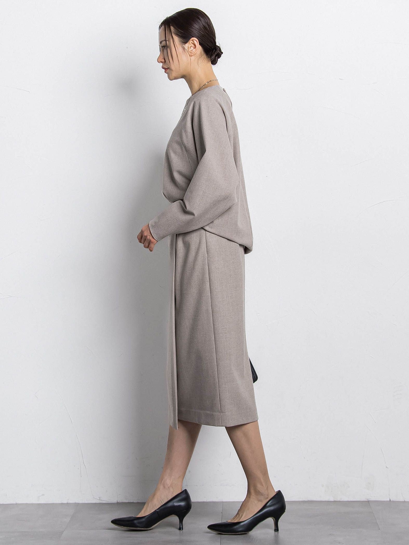 両面起毛ストレートスカート≪洗える/セットアップ対応≫