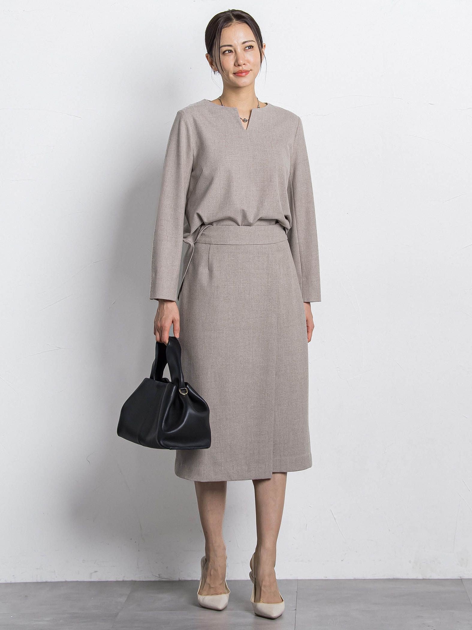 両面起毛ストレートスカート≪洗える/セットアップ対応≫