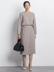 両面起毛ストレートスカート≪洗える/セットアップ対応≫