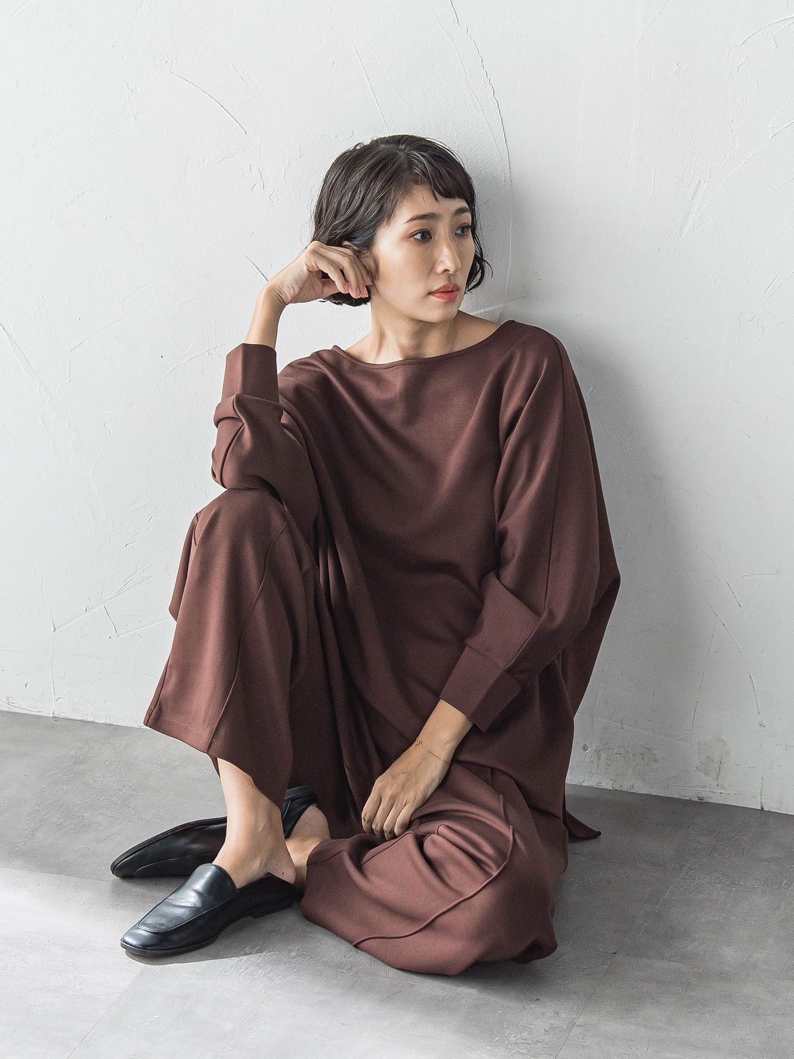【WEB限定】”もっちり素材”ダンボールワイドパンツ≪手洗い可能≫