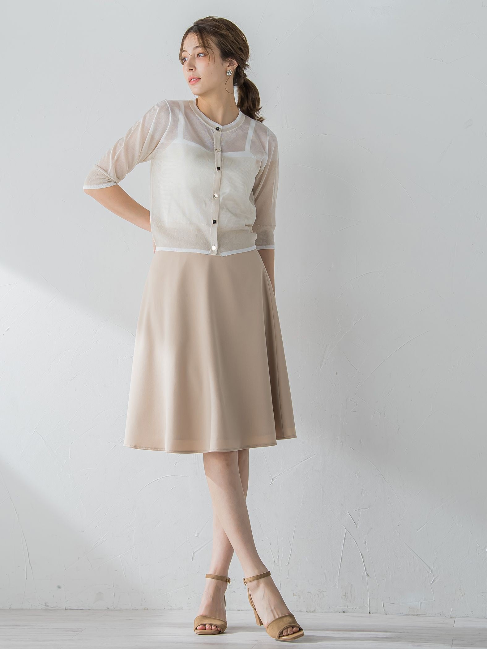 【New Design】美シルエットフレアスカート≪洗濯機で洗える≫