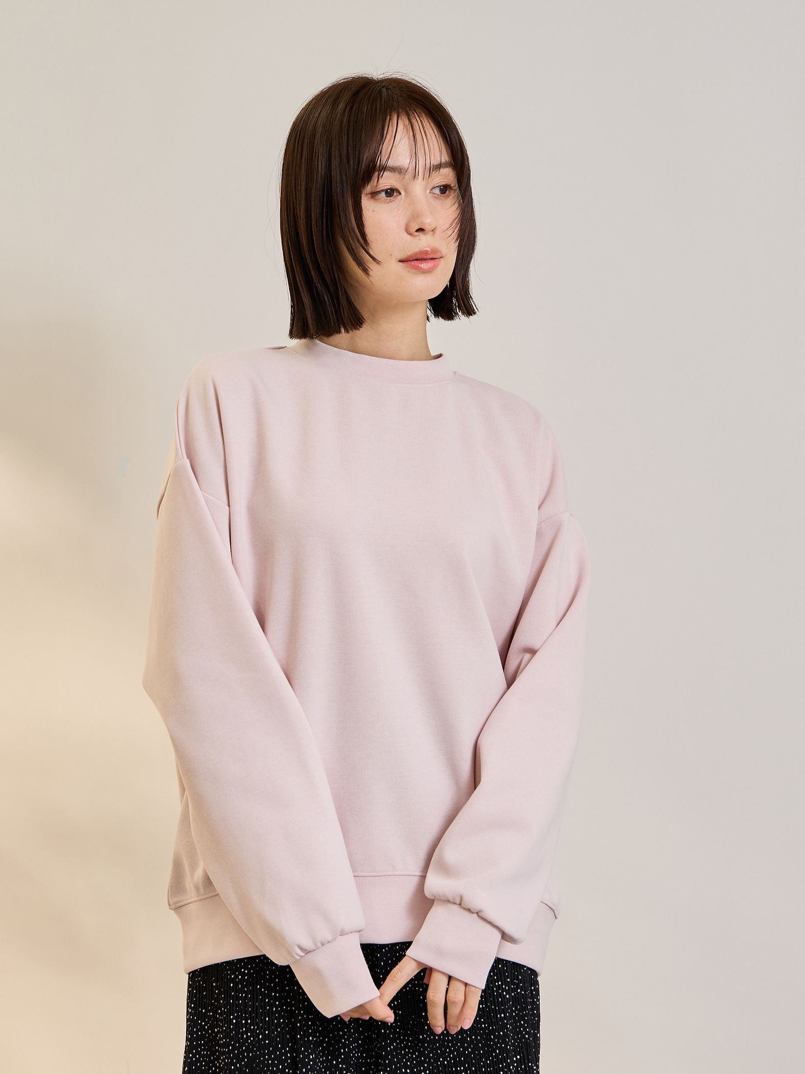 オーバーサイズダブルフェイスプルオーバー