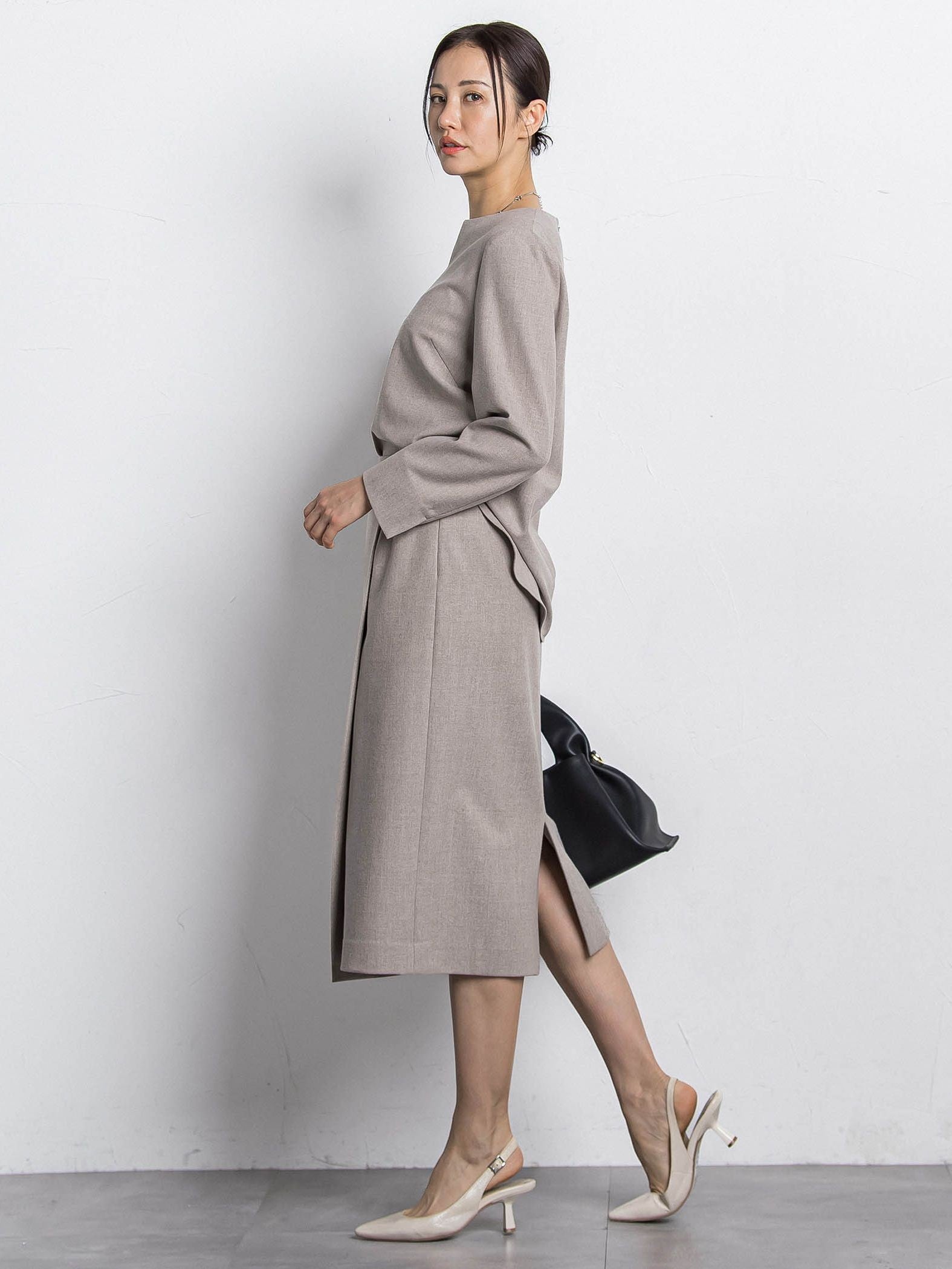 両面起毛ストレートスカート≪洗える/セットアップ対応≫