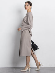 両面起毛ストレートスカート≪洗える/セットアップ対応≫