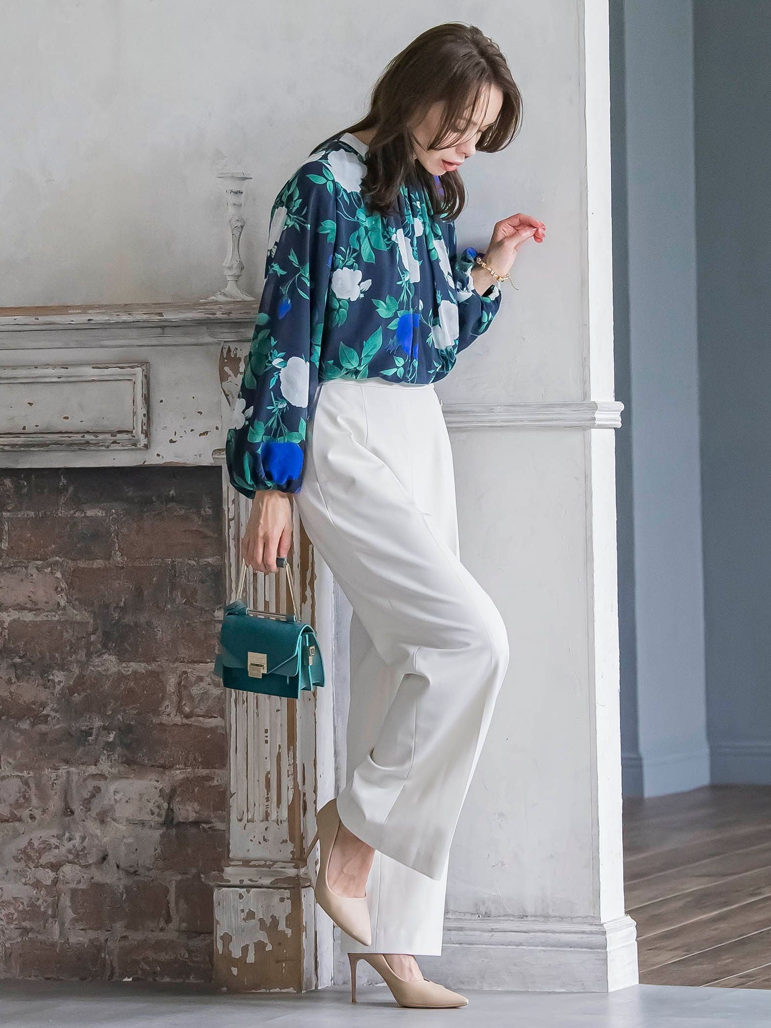 キラキラボタンワイドパンツ≪手洗い可能≫