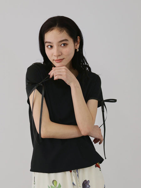 サテンリボンスリーブプルオーバー