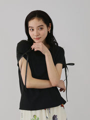 サテンリボンスリーブプルオーバー