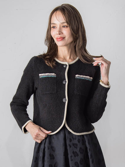 【WEB限定】バイカラーニットジャケット