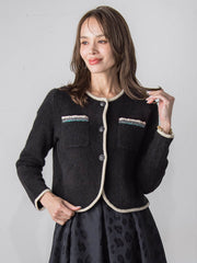 【WEB限定】バイカラーニットジャケット