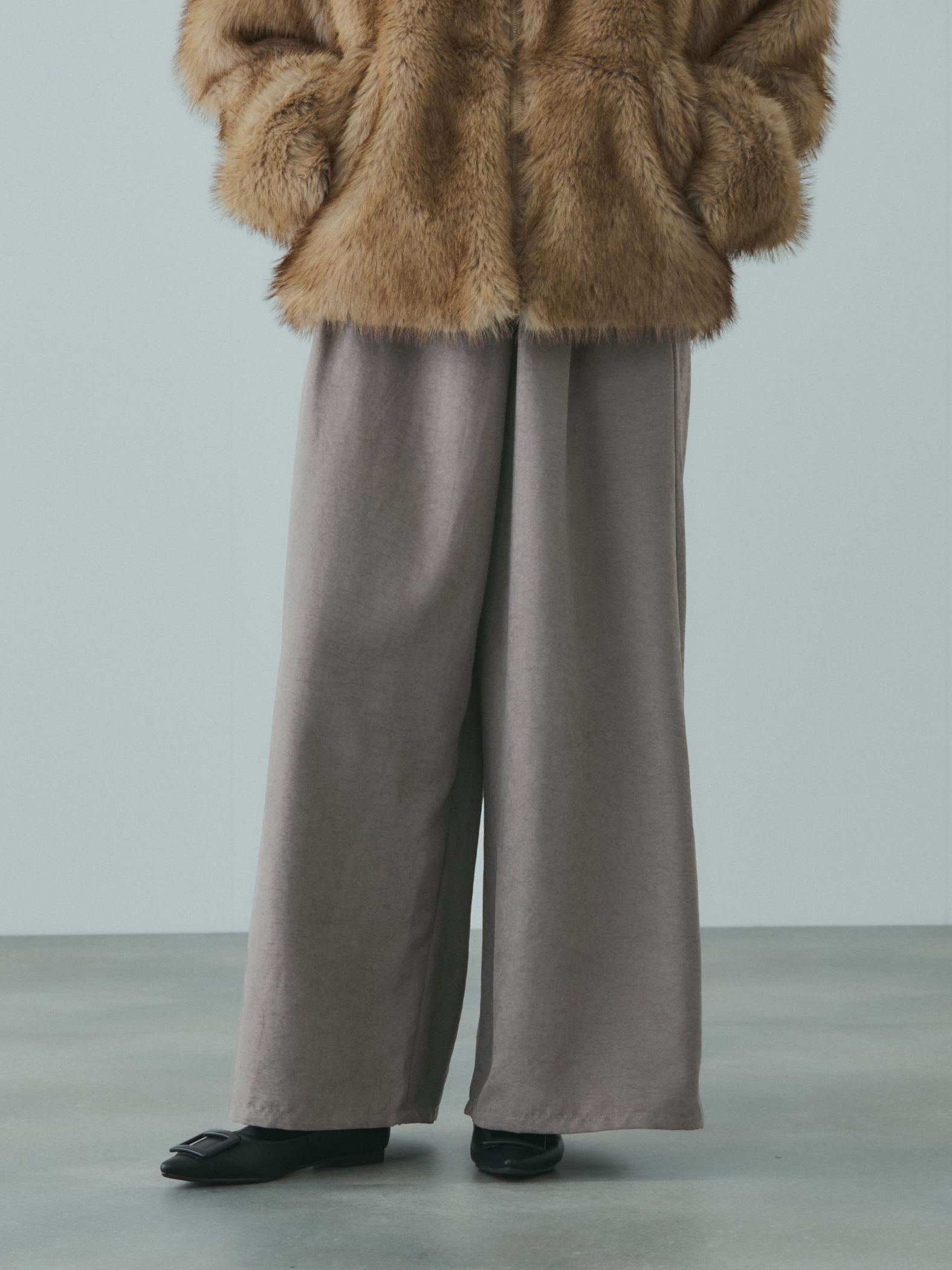 フィブリルサテンラップワイドパンツ≪洗濯機で洗える≫