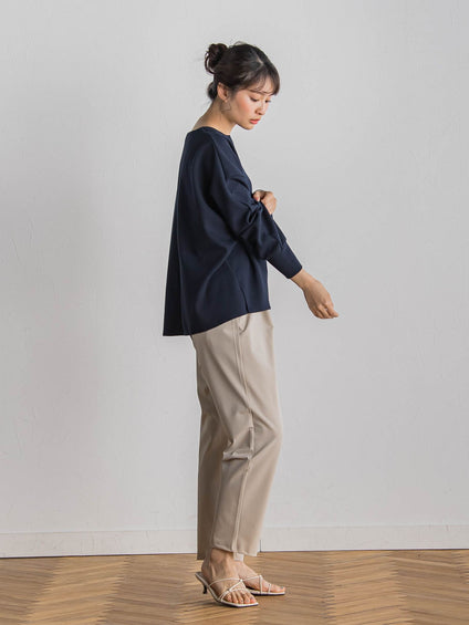 【WEB限定】サークルストレッチテーパードパンツ≪洗濯機で洗える≫