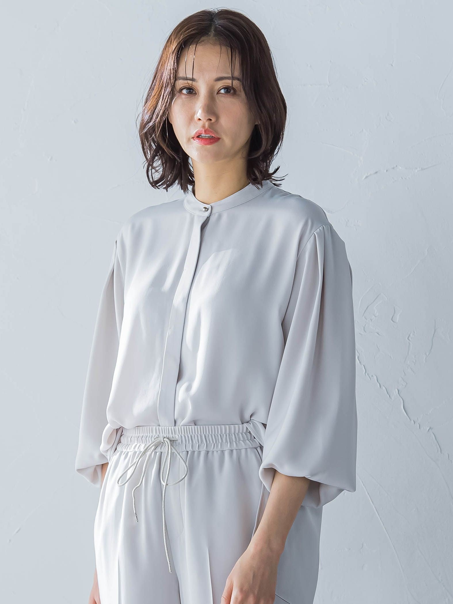 【WEB限定】【11号あり】サテンフィールリラックスブラウス≪セットアップ対応≫≪接触冷感/洗える≫