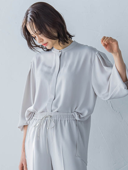 【WEB限定】【11号あり】サテンフィールリラックスブラウス≪セットアップ対応≫≪接触冷感/洗える≫