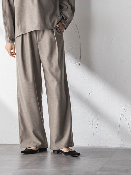 【叶えるSET UP】起毛イージーワイドパンツ≪手洗い可能≫