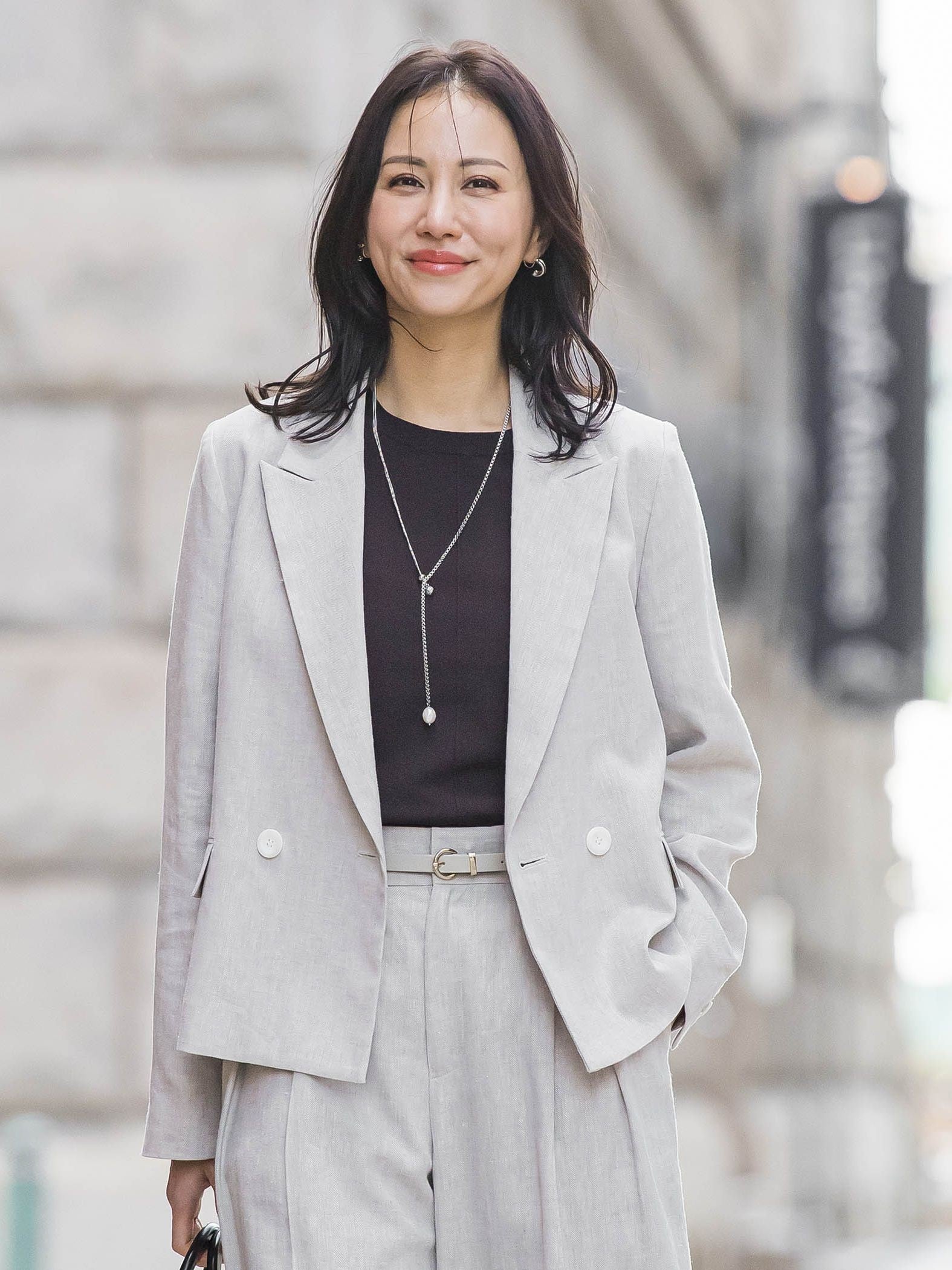 クラシックポリリネンヘリンボンジャケット≪手洗い≫