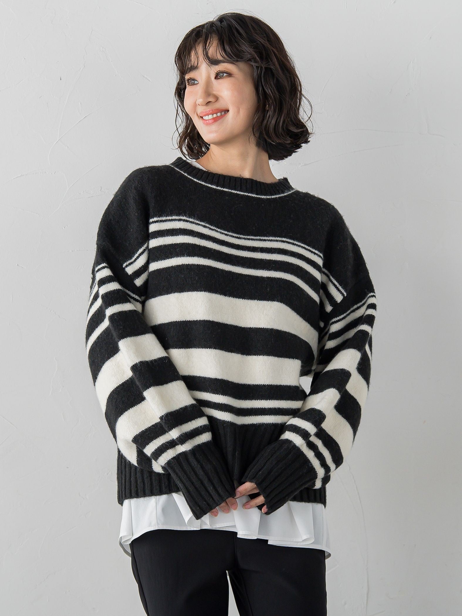 【WEB限定】”ふんわり着心地”ランダムボーダーニット