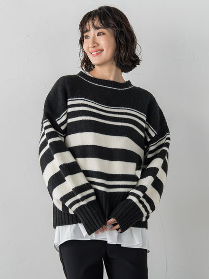 【WEB限定】”ふんわり着心地”ランダムボーダーニット