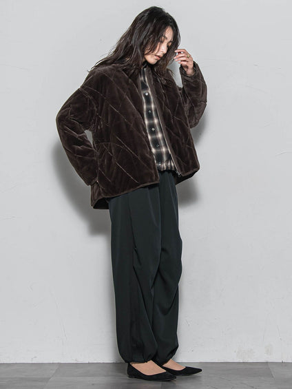 キルティング×フェイクファーリバーシブルブルゾン