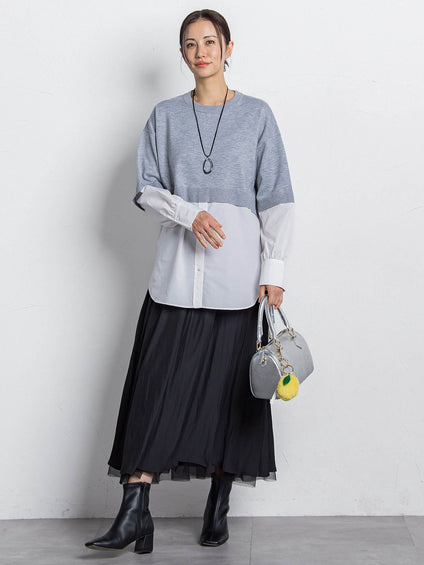 【WEB限定】シャツドッキングニット≪洗える≫