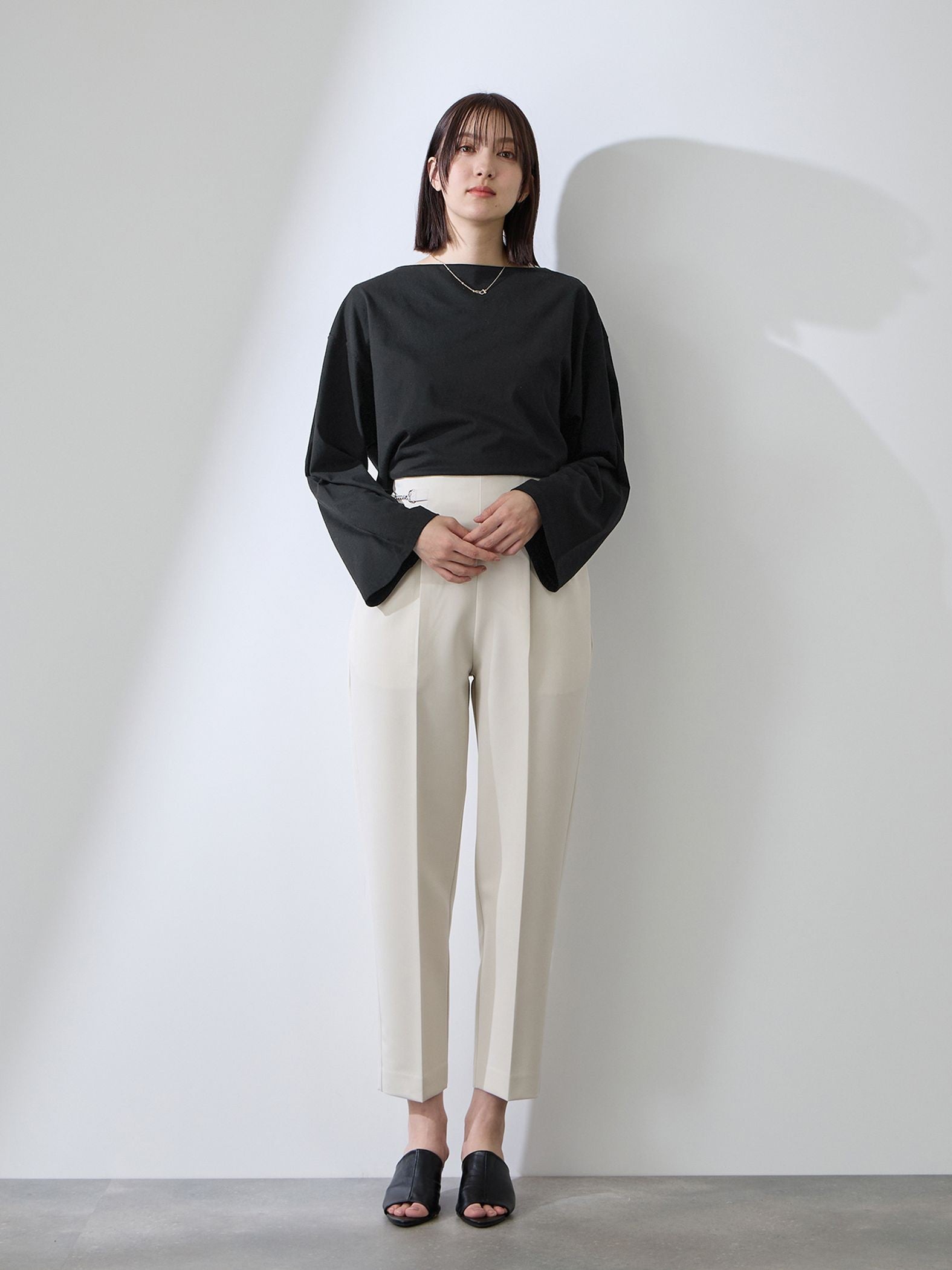 ハイゲージ天竺ボートネックプルオーバー