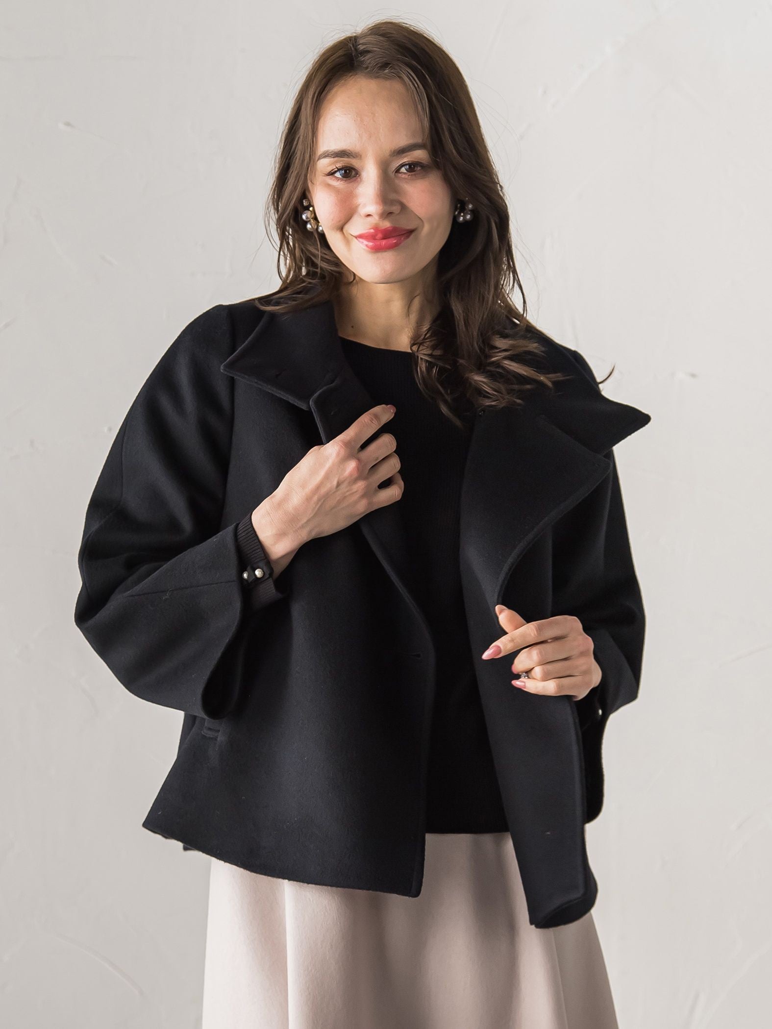 スタンドカラーショートコート