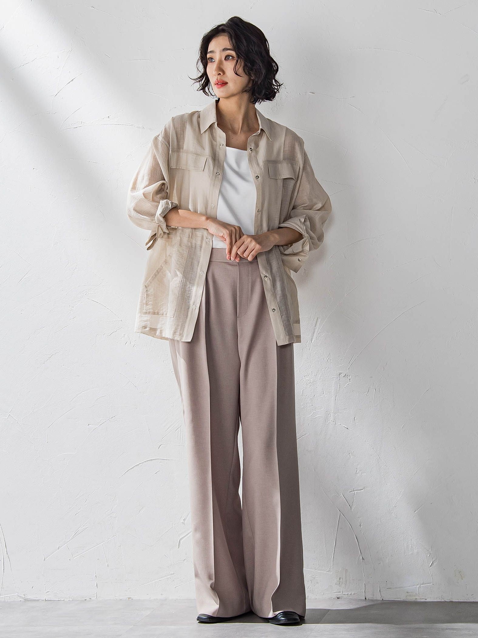 【WEB限定】タックワイドパンツ≪洗濯機で洗える≫