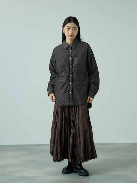 パデッドデニムビッグシャツ≪洗濯機で洗える≫