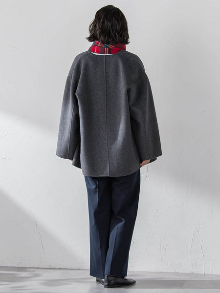 【大きいサイズ】<極>”軽さと贅沢なぬくもり”ノーカラーリバーコート