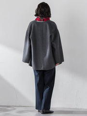 【大きいサイズ】<極>”軽さと贅沢なぬくもり”ノーカラーリバーコート