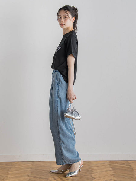 バイオシルクパウダー加工ワイドパンツ≪洗濯機で洗える≫